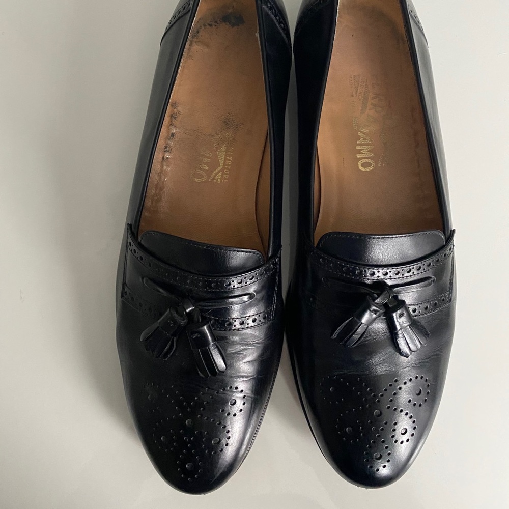 Men’s Ferragamo black leather loafers